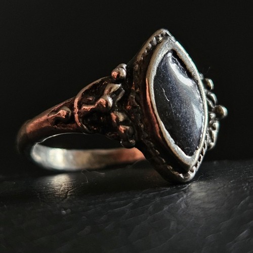 Bague marquise résine - , noire